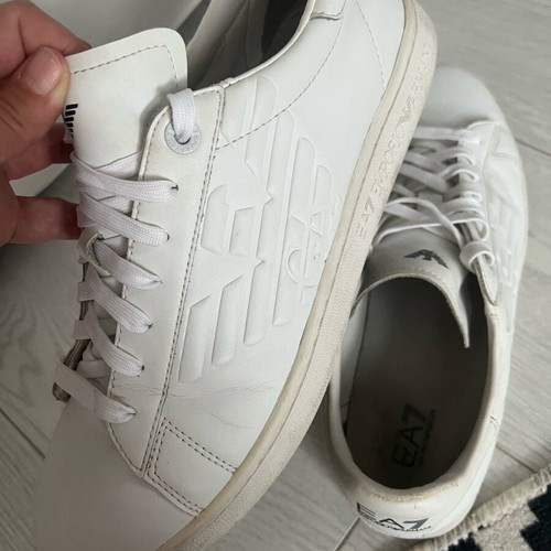 Emporio Armani EA7 men's white leather shoes used, size 46