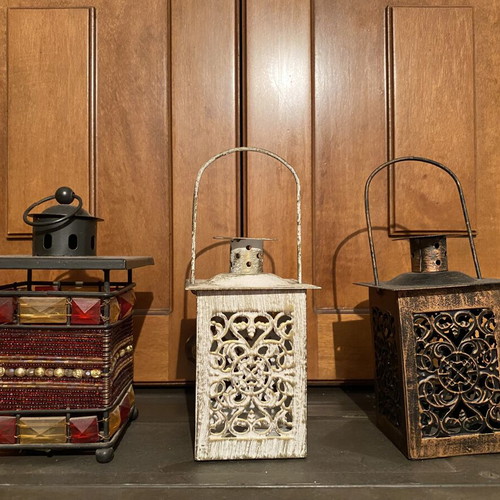 Decorative Lantern Set of 3 vintage boho style, like new