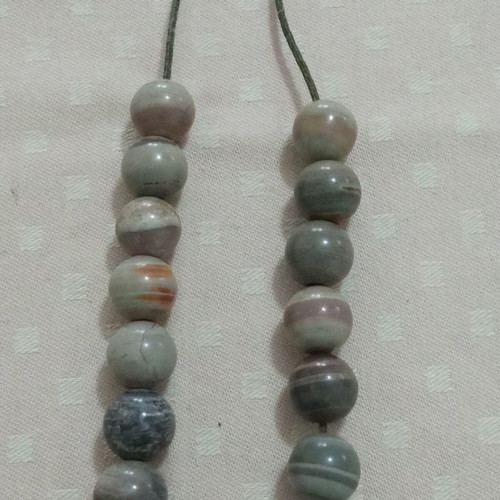 Handmade komboloi with agate or dendrite beads, oxidized metal, like new