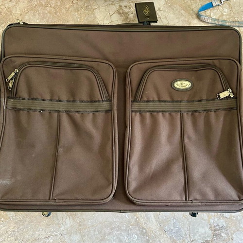 Travel suitcase used, brown, dimensions 72x56x25