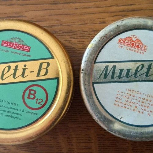 Tin boxes used, set of 4 vintage