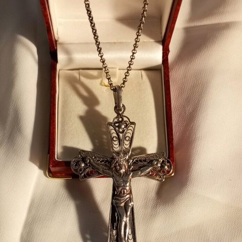 Silver cross 950 filigree vintage like new