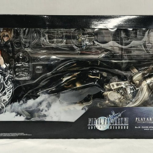 Final Fantasy VII Advent Children Cloud Strife Play Arts Kai figure and Fenrir vehicle set