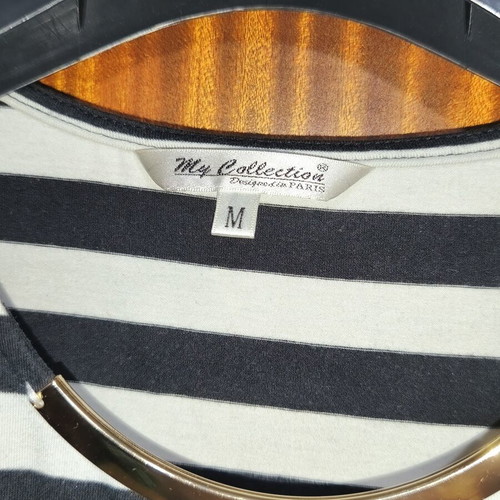 Black and white striped cotton dress like new, size M