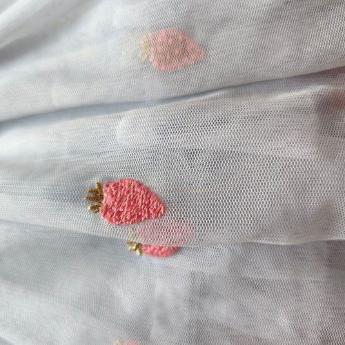 Light blue skirt with tulle and strawberries for age 6 like new