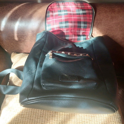 Remonte Black Leather Backpack Like New with Gold Studs