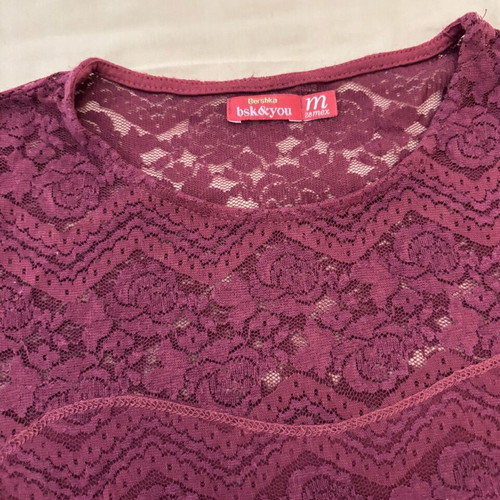 Bershka lace blouse like new, burgundy, size S