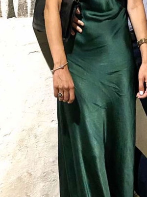 Green long dress used, size S