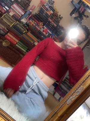 Crop top dark red spring handmade made to order, size S