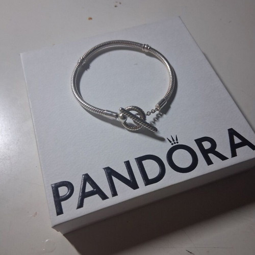 Pandora Moments bracelet with bar, rings and snake chain