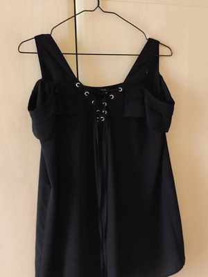 Ovs Fashion summer blouse with front tie, black, size M