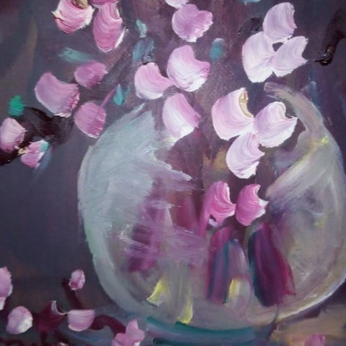 Dora Bouki oil painting with personal dedication, 1979