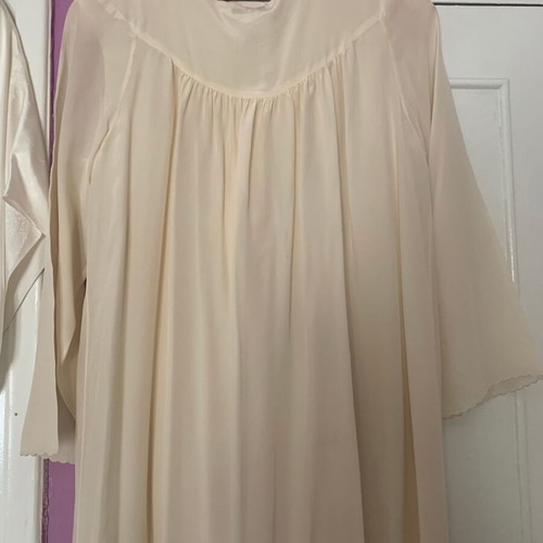 Silk bridal nightgown and robe set, handmade, beige