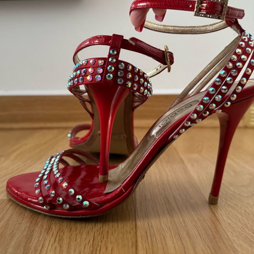 Dodici Gold evening sandals used, red, size 40