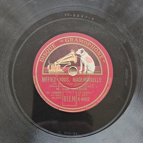 French Gramophone Record 1930 Jean Granier, like new