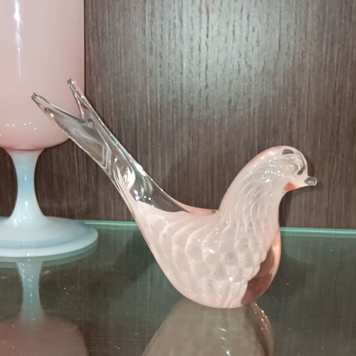 Murano Retro Pink Decorative Bird in Like New Condition
