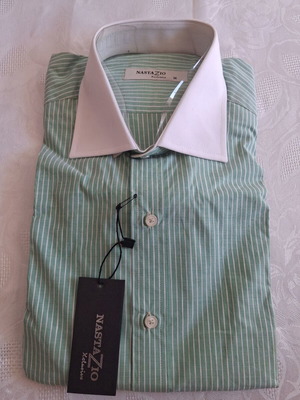 Nastazio Xclusive Striped Banker Shirt 100% Cotton Size M New with Tag