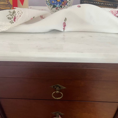 Dresser and bedside table with marble finish, like new
