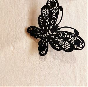 Σκουλαρίκια μαύρα κρεμαστά πεταλούδες