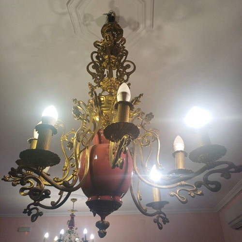 Antique brass chandelier eight-light new