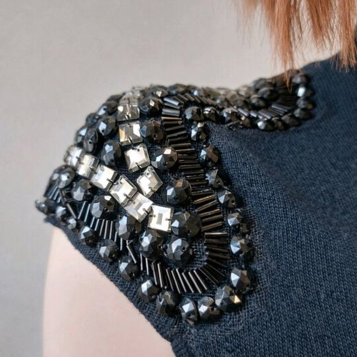 Choklate Paris Little Black Midi Cocktail Dress with Crystals