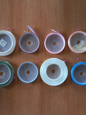 Assorted Shiny Synthetic Ribbons new, various colours and sizes
