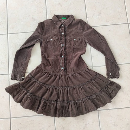 Benetton vintage corduroy dress for girl 10 years like new, brown