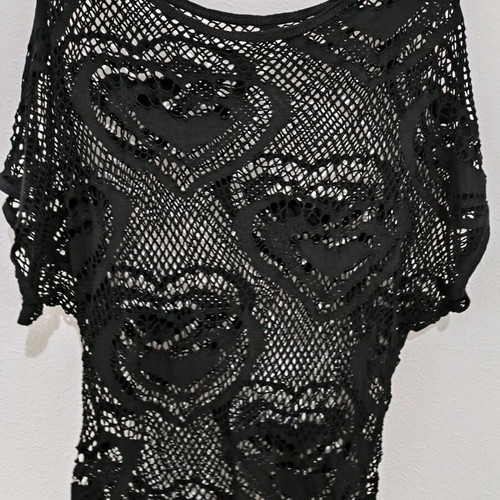 Black mesh blouse with hearts new, size M