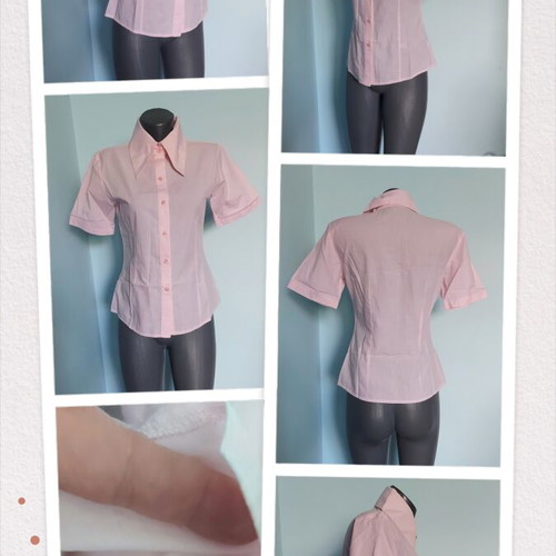Set of 2 women's cotton shirts, fitted silhouette, pink and dark blue
