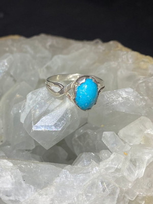 Silver ring with natural turquoise #5 new
