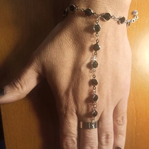Titanium and steel bracelet ring new silver color