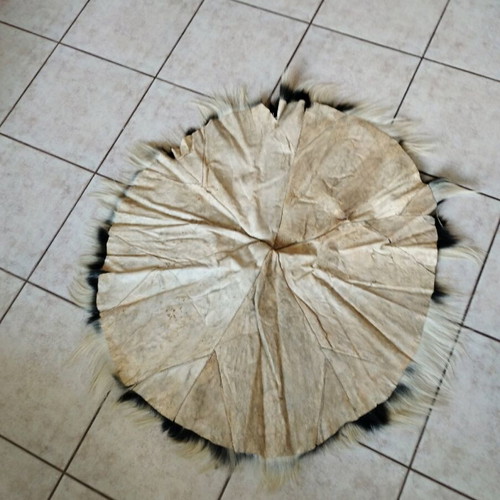 Handmade leather rug like new, African goat leather