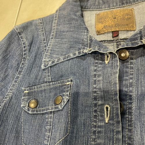 Miss Denim Jean Dress like new, short with front and back pockets, blue
