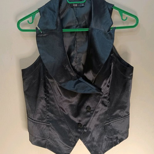 Women's Black Satin Vest Ice Size M like new