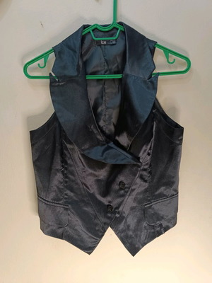 Women's Black Satin Vest Ice Size M like new