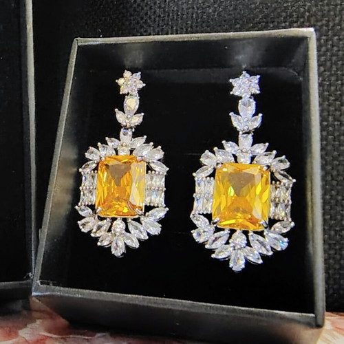 Earrings silver plated with sparkling zircon stones, like new