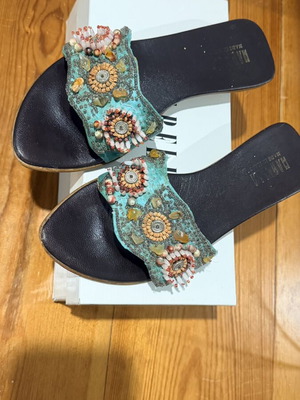 Marella flat sandals size 38 used, green and turquoise