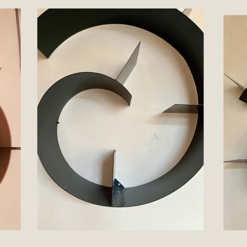 Handmade metal spiral black wall shelf like new, 85 cm diameter
