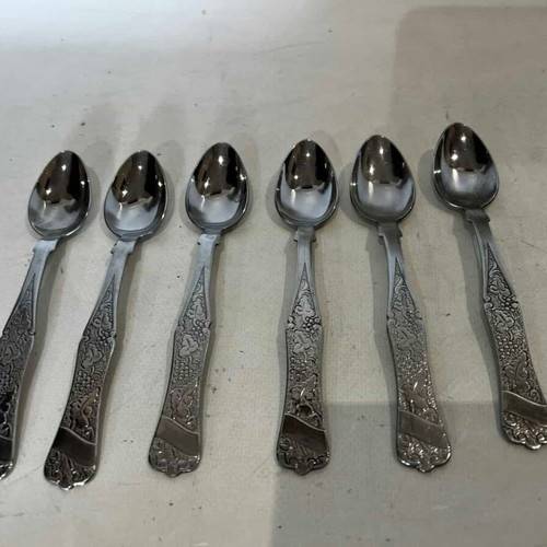 Vintage set of 6 Rostfrei stainless steel dessert spoons Byzantine 16cm