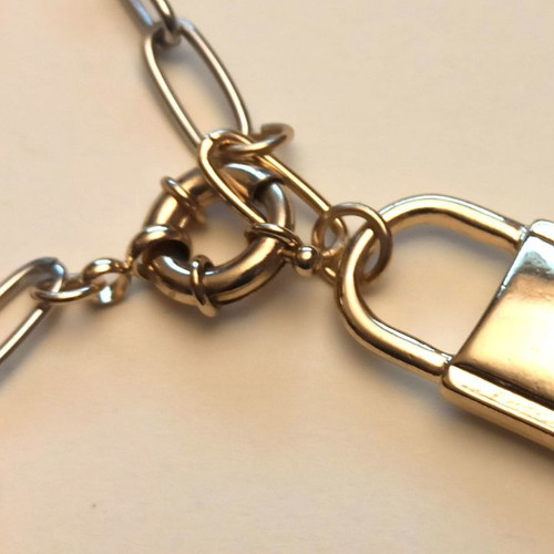 Long stainless steel necklace Bijou Brigitte bicolor gold - silver new