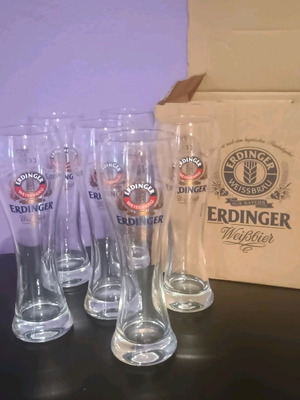 Erdinger 0.3lt beer glasses new, set of 6 with box