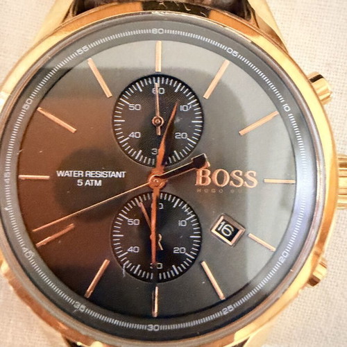 Hugo Boss men's wristwatch with brown leather strap, like new