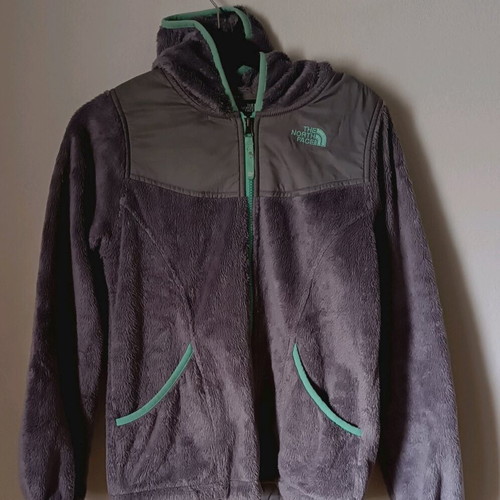 The North Face women's zip hoodie like new, gray and turquoise, XS/S