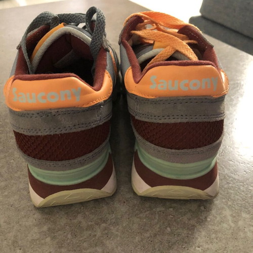 Saucony trainers size 38 like new, grey and orange