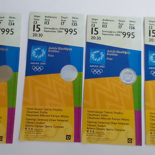 General rehearsal opening ceremony tickets used, 4 Athens Paralympic Games passes