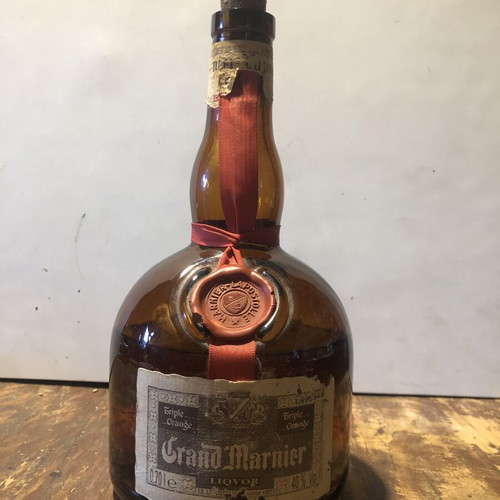 Grand Marnier collectible bottle with cork and drink, 1970s-1980s, used