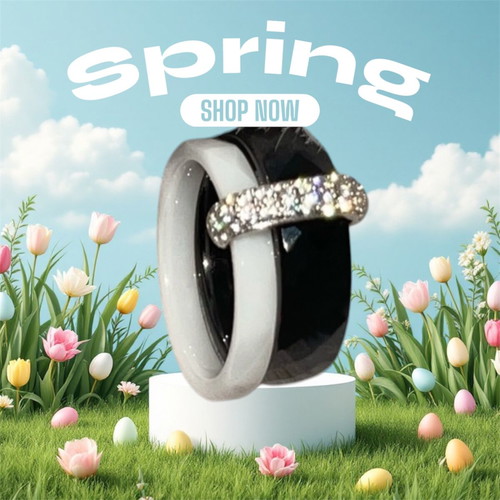 Cerabella double ring ceramic and Silver925 with zircons new