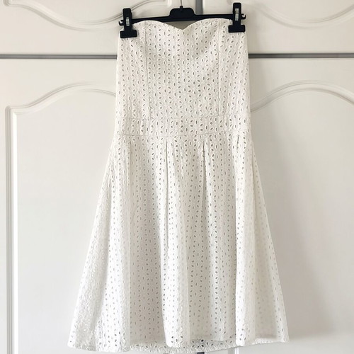 Kiabi White Strapless Dress Broderie Anglaise Size S Like New