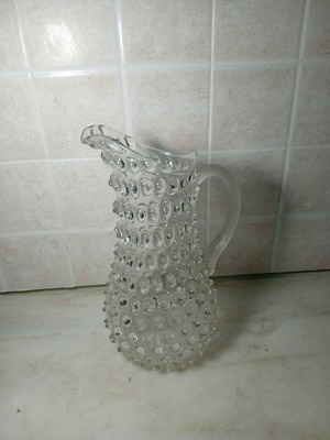 Vintage Hobnail glass pitcher like new with embossed design