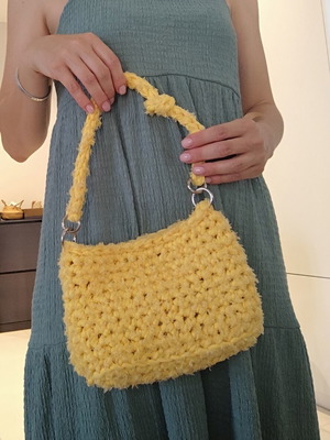 Crochet shoulder bag handmade, yellow, new